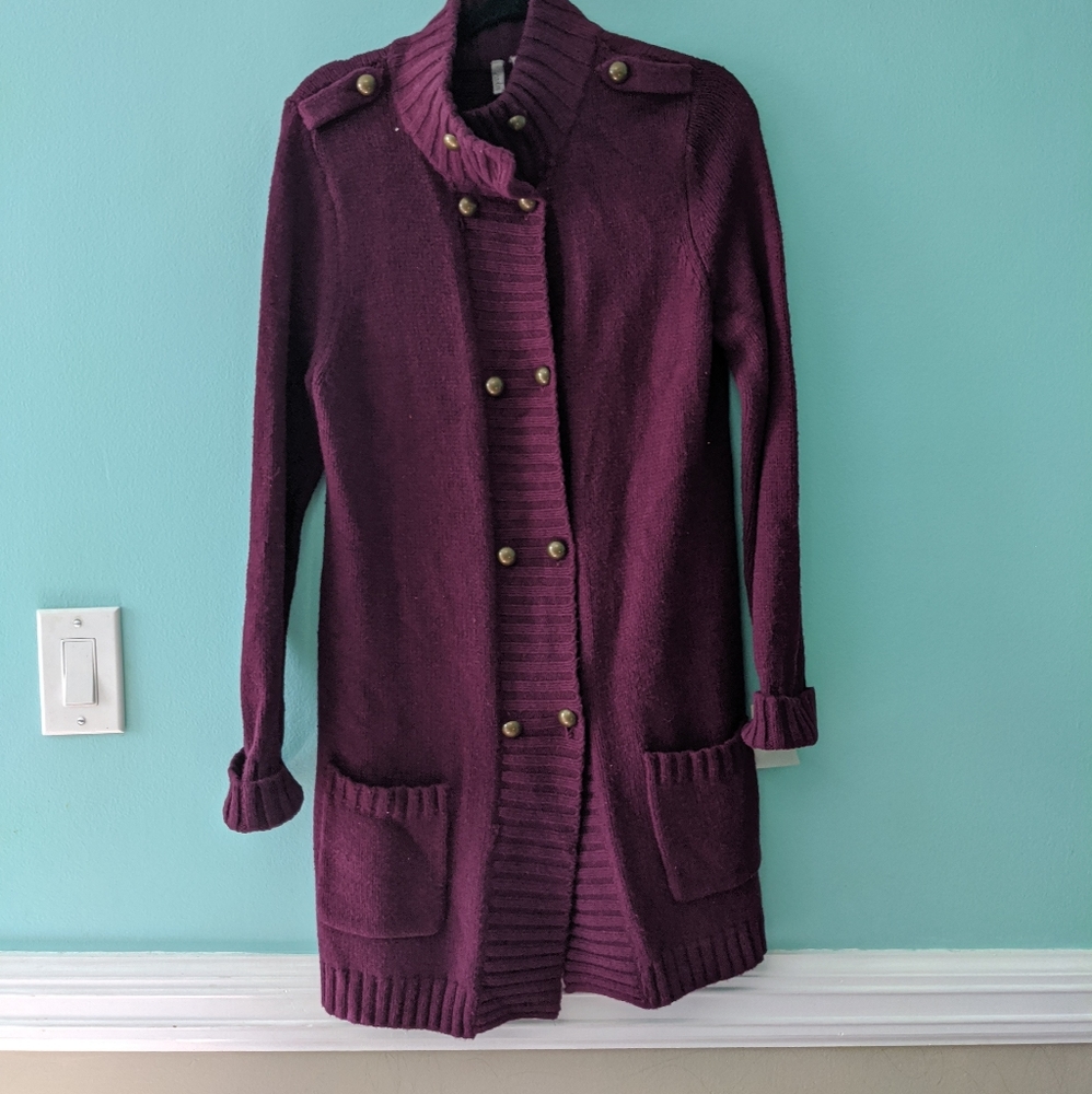 Caslon Maroon Long Cardigan Xl